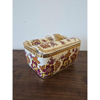 Faience container with lid