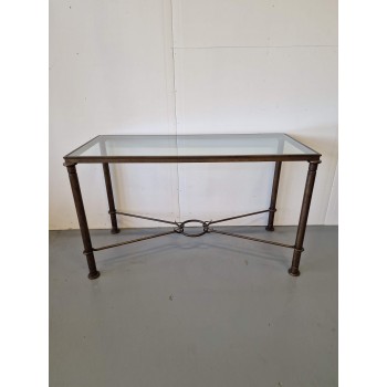 Brass table with glass top