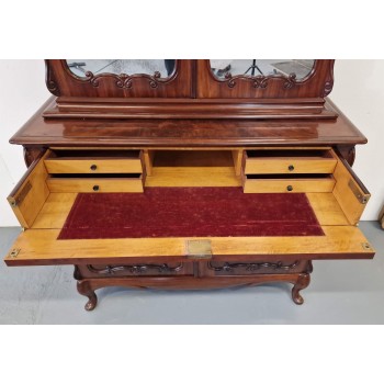 Antikvārs sarkankoka grāmatu skapis - sekreters