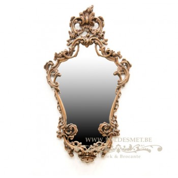 1970's made patinated mirror, sculptured wood