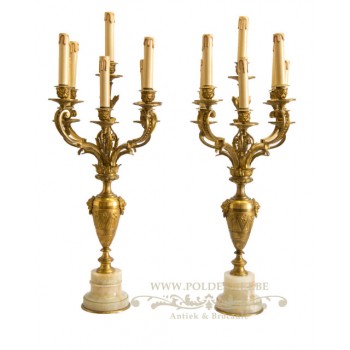 Bronze pair of candelabra