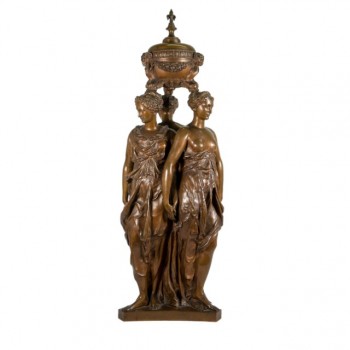 Bronze statue founded by Barbedienne, three graces