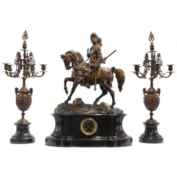 Large Mantle clock with candelabra, Theodore Gechter